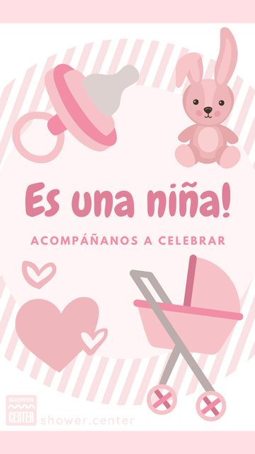 Invitación para baby shower con dibujos rosa