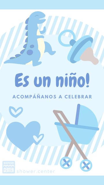 Invitación para baby shower con dibujos azules