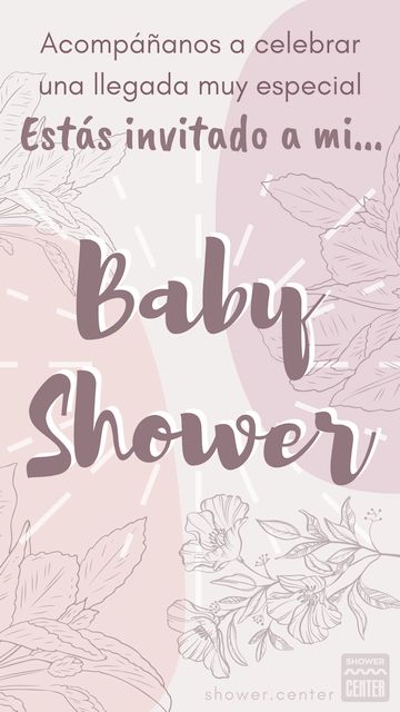 Invitación para baby shower con flores monocromáticas