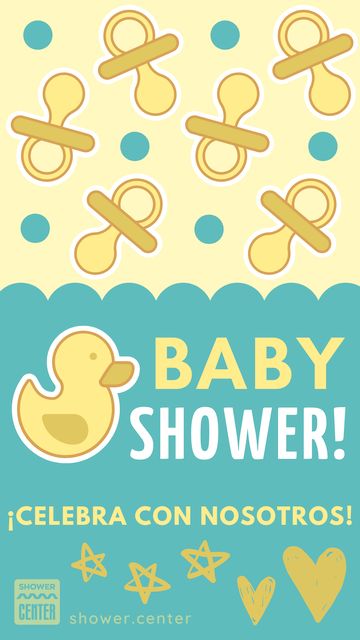 Invitación para baby shower con patito amarillo