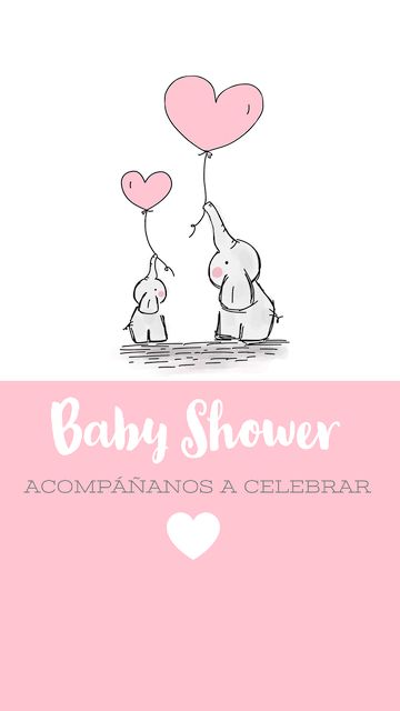 Invitación para baby shower con elefante mamá y elefante bebé, rosa.